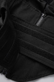 Black Sexy Casual Solid Patchwork See-through Half A Turtleneck Tops