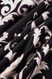 Robes noires décontractées imprimées patchwork à épaules dénudées