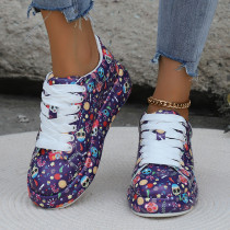 Purple Casual Frenulum Printing Round Comfortable Out Door Shoes