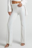 Абрикосовые повседневные лоскутные брюки с блестками и узкими брюками в стиле пэчворк с высокой талией