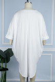 Blanco Casual Sólido Ahuecado O Cuello Tallas grandes Vestidos