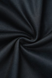 Calça preta casual estampada básica plus size cintura alta