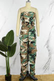 Camouflage sexy casual camouflageprint patchwork rugloze strapless normale jumpsuits