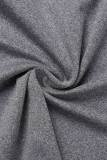 Abbigliamento sportivo casual grigio Solid Basic O Neck manica lunga due pezzi