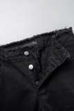Белые повседневные однотонные рваные джинсы из обычного денима со средней талией (в зависимости от фактического объекта)
