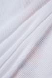 Белые сексуальные повседневные лоскутные топы с уздечкой контраста и круглым вырезом