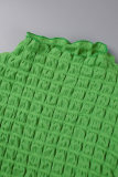 Grön Casual Solid Basic Half A Turtleneck Långärmad Plus Size Klänningar