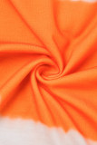 Orange Sexig Casual Print Backless Spaghetti Strap Lång Klänning Klänningar