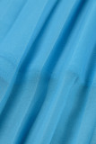 Синий Элегантный принт Пэчворк V-образный вырез Длинный рукав Из двух частей