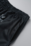 Черные повседневные базовые брюки большого размера с принтом и завышенной талией