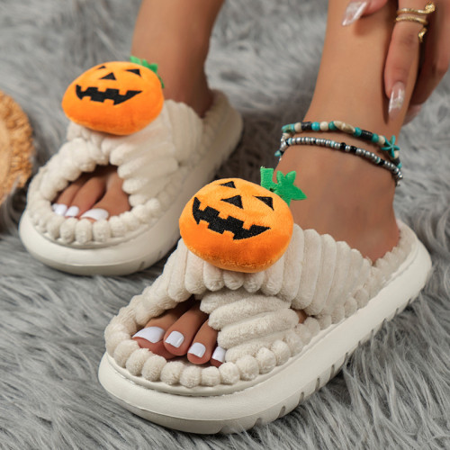 Cream White Casual Living Patchwork Round Comfortable Shoes