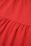Rosso sexy casual solido senza schienale colletto quadrato senza maniche in due pezzi