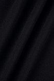 Черные элегантные однотонные лоскутные платья трапециевидной формы с пряжкой и V-образным вырезом (с поясом)