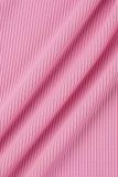 Mameluco ajustado casual liso básico con cuello en U rosa