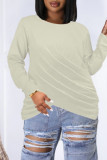 Light Green Casual Solid Patchwork O Neck Plus Size Tops