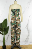 Camouflage sexy casual camouflageprint patchwork rugloze strapless normale jumpsuits
