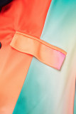 Boutons de patchwork d'impression décontractée de couleur avec des robes de robe de costume de col de retour de ceinture