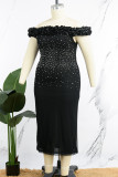 Черная элегантная однотонная лоскутная юбка с открытой кромкой и запахом, горячая дрель, платья больших размеров
