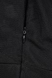 Noir Élégant Solide Patchwork Hot Drill Stringy Selvedge De L'épaule Jupe Enveloppée Plus La Taille Robes