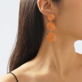 Weiße orange lässige geometrische Patchwork-Ohrringe