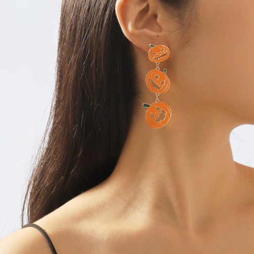 Oranje casual geometrische patchwork oorbellen