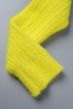 Set tre pezzi a maniche lunghe a maniche lunghe con scollo a O basic tinta unita giallo limone
