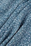 Hellblaue A-Linien-Kleider mit lässigem Druck und schlichtem quadratischem Kragen in Übergröße
