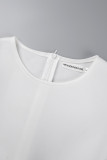 Black Casual Solid Patchwork O Neck A Line Short Sleeve Dress