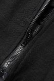 Black Sexy Casual Solid Patchwork See-through Half A Turtleneck Tops
