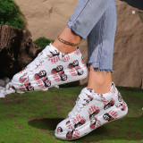 Zapatos de puerta cómodos redondos con estampado de frenillo informal blanco