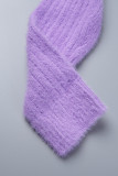 Фиолетовый повседневный однотонный базовый комплект из трех предметов с круглым вырезом и длинными рукавами