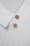 Witte casual effen patchwork-tops met schuine kraag