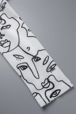 Capispalla con colletto risvoltato cardigan con stampa casual bianco nero