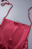 Сексуальные повседневные однотонные платья цвета хаки с открытой спиной и перекрестными бретельками, длинное платье на бретельках с разрезом