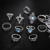 Anéis de prata vintage de onze peças (sujeito ao objeto real)