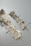 Абрикосовый повседневный принт Tie Dye Лоскутная водолазка с длинным рукавом Платья
