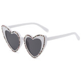 White Grey Casual Daily Patchwork Rhinestone Sunglasses