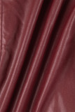 Красный повседневный однотонный лоскутный кардиган с отложным воротником и верхней одеждой