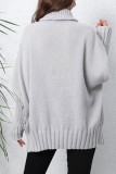 Apricot Casual Solid Patchwork Turtleneck Tops