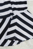 Toppa patchwork con stampa zebrata sexy da strada, una spalla, manica lunga, due pezzi