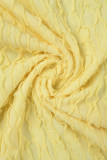 Amarelo Sexy Patchwork Sólido Sem Costas Design Alça Espaguete Vestidos Saia Um Degrau