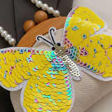 Белые повседневные лоскутные сумки с жемчугом и блестками-бабочками