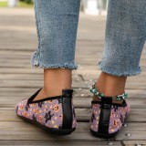 Фиолетовые повседневные удобные туфли на плоской подошве с принтом в стиле пэчворк
