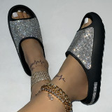 Abricot Casual Quotidien Patchwork Strass Rond Chaussures Confortables