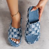 Sapatos confortáveis ​​redondos de retalhos casuais azuis