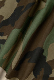 Camouflage Straat Camouflage Print Tassel Pocket Gesp Contrast Shirt Kraag Tops