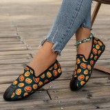 Zapatos planos cómodos redondos con estampado de patchwork casual amarillo