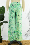 Pantaloni con stampa convenzionale convenzionale patchwork con stampa casual verde