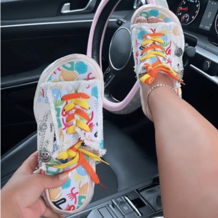 Colour Casual Graffiti Frenulum Round Comfortable Shoes