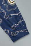 Khaki Casual Street Print Patchwork Zipper Collar Plus Size Two Pieces